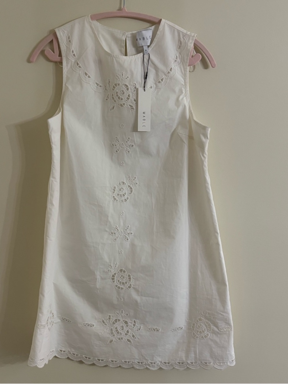 NWT Mable Kim White Eyelet Mini Dress Size M